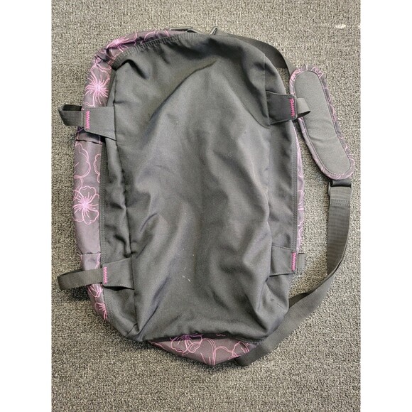 Vintage Jansport Duffel Bag Pink Black Floral Overnight Travel 23" X 14" x 11" - Picture 10 of 13